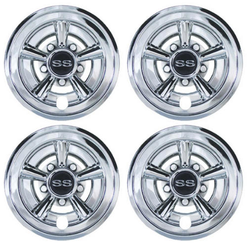 Golf Cart Hub Caps, 8", Chrome, Universal